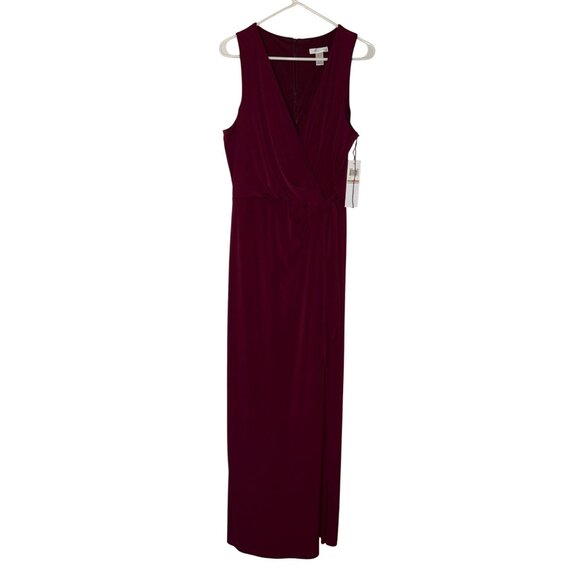 NWT London Times Wine Color Sleeveless Wrap Jumpsuit Size 12 - Picture 1 of 9